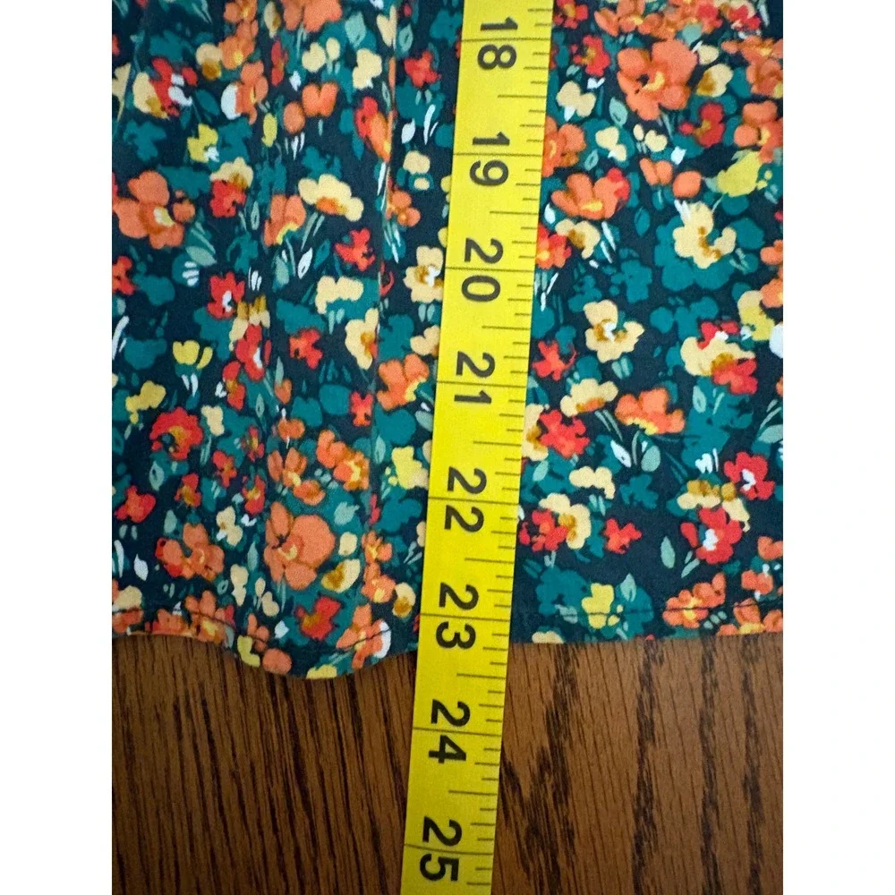 Crewcuts J.Crew Girls Smocked Floral Dress Long Sleeve Size 5 Teal Orange Fall‎